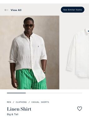 Ralph Lauren White Linen Button-Down Shirt XL Custom Fit
